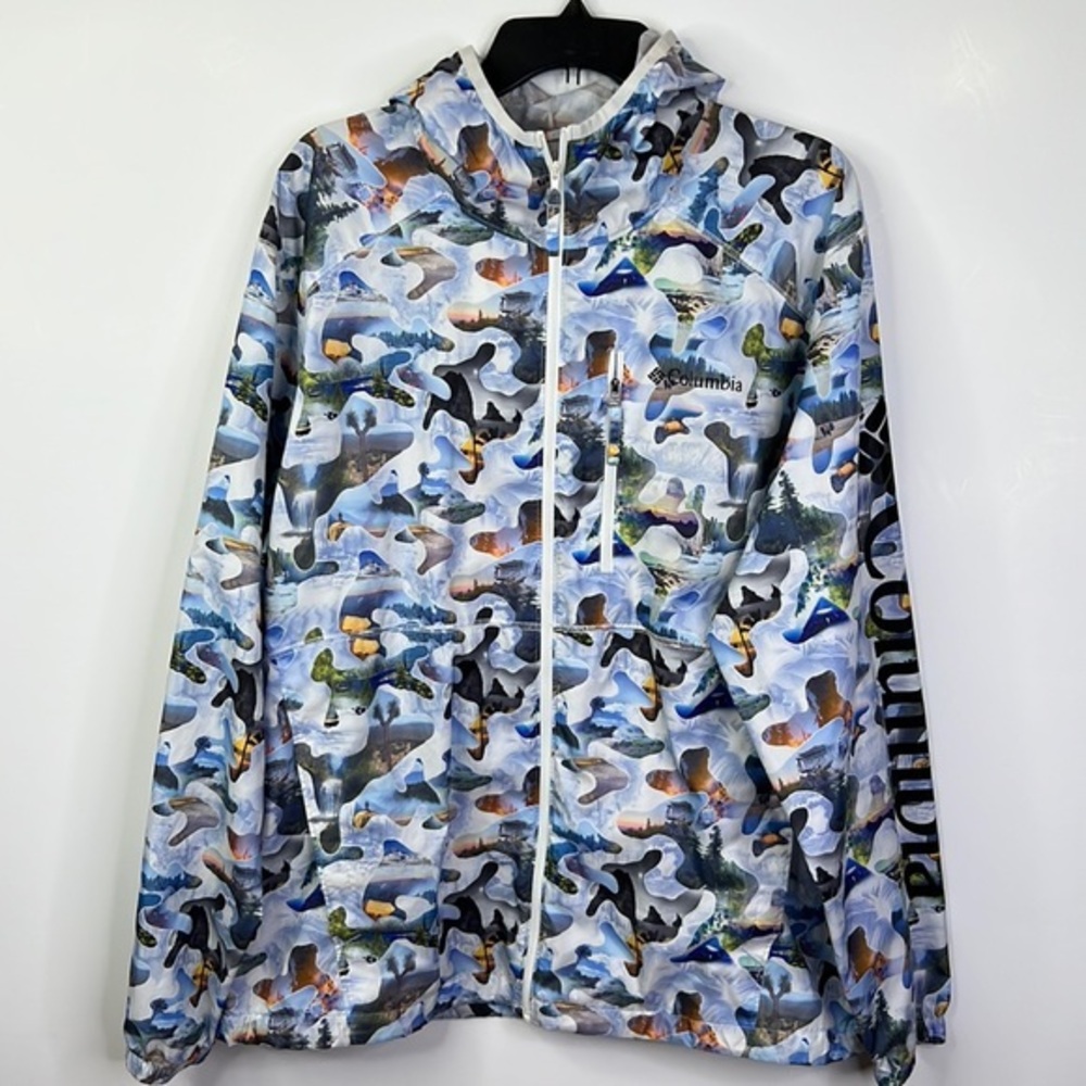 COLUMBIA FLASH FORWARD PRINT MENS FULL ZIP WINDBREAKER SZ L